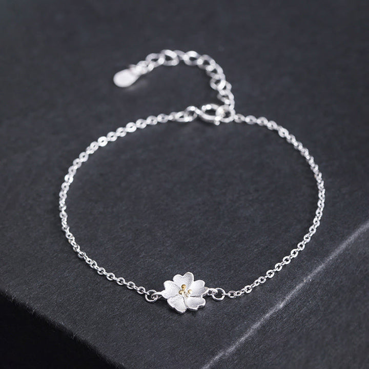 Buddha Stones 925 Sterling Silber Kirschblüten-Segen-Kettenarmband - 925 Sterlingsilber - image 0