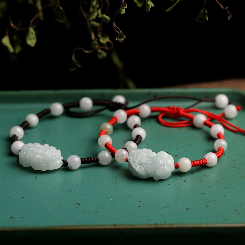 Buddha Stones Natürliches Jade PiXiu Glücksarmband