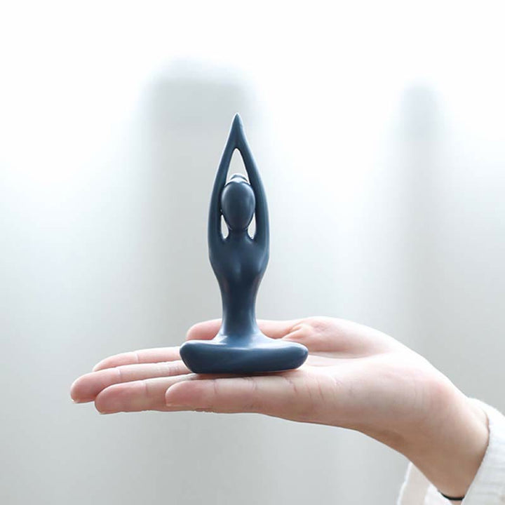 Abstrakte Yoga-Meditationsübung, Keramik, spirituelle Figur, Skulptur, Dekoration