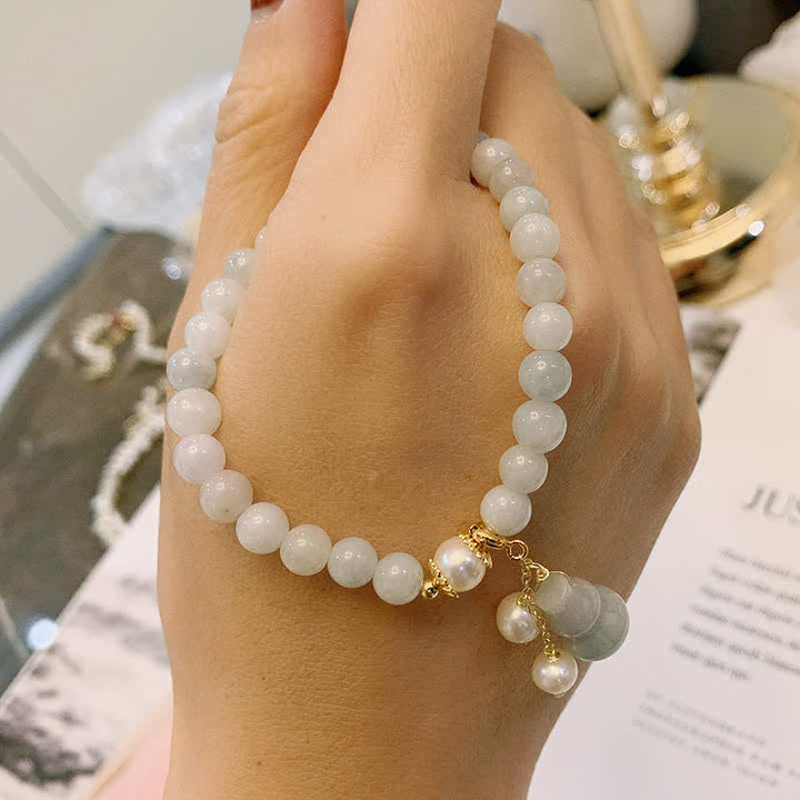 Armband mit Buddha Stonesn, natürlicher Jade, Perlenkürbis, Wohlstand, Glück