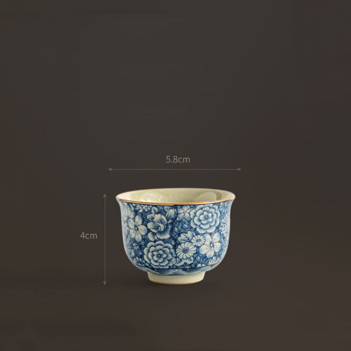 Buddha Stones Vintage Lotus Pfingstrose Pflaumenblüte Chrysantheme Keramik Teetasse Teetassen