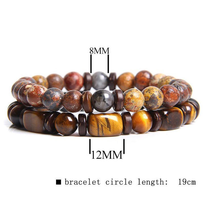 Buddha Stones 2PCS Heilkristall-Kaiserstein-Tigerauge-Perlenarmband