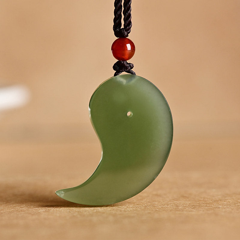 Yin Yang Weiß Jade Cyan Jade Schutz Segen Halskette String Anhänger