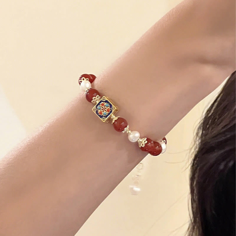 Buddha Stones Rotes Achatperlen-Selbstakzeptanz-Armband