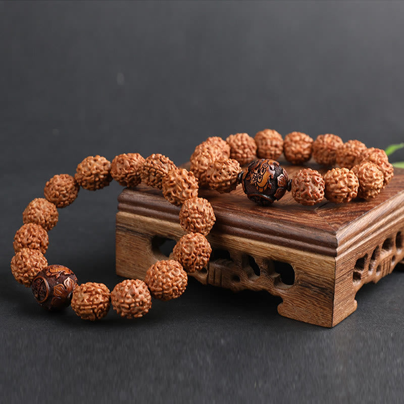 Buddha Stones Tibet Rudraksha Bodhi Seed PiXiu Kupfer Münze Reichtum Glück Armband