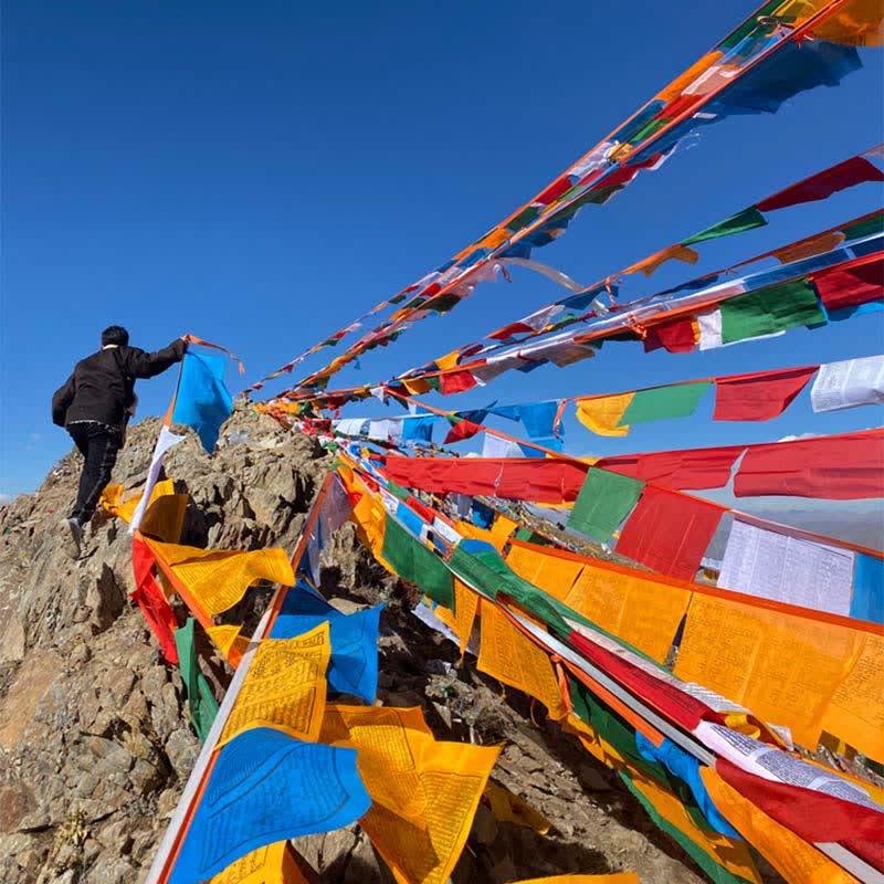 Tibetische 5-Farben-Seide Windhorse Auspicious Outdoor 25 Stück Gebetsfahne