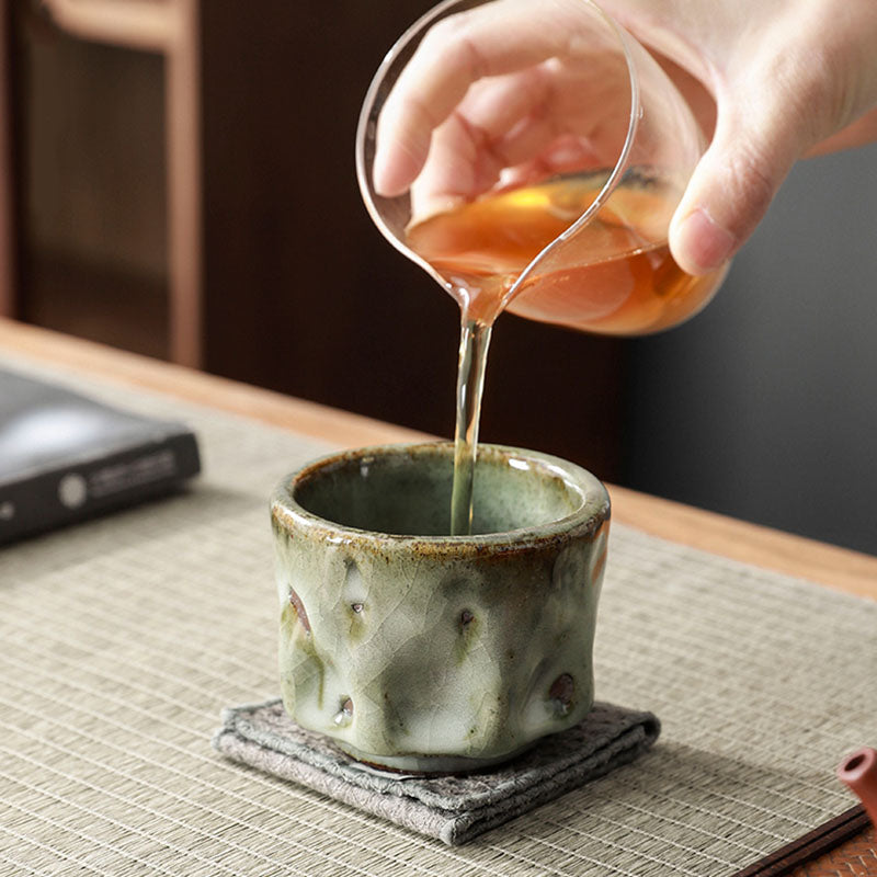 Buddha Stones, handgefertigt, einfache rissige Eisstruktur, chinesische Jianzhan-Keramik-Teetasse, Kung-Fu-Teetasse