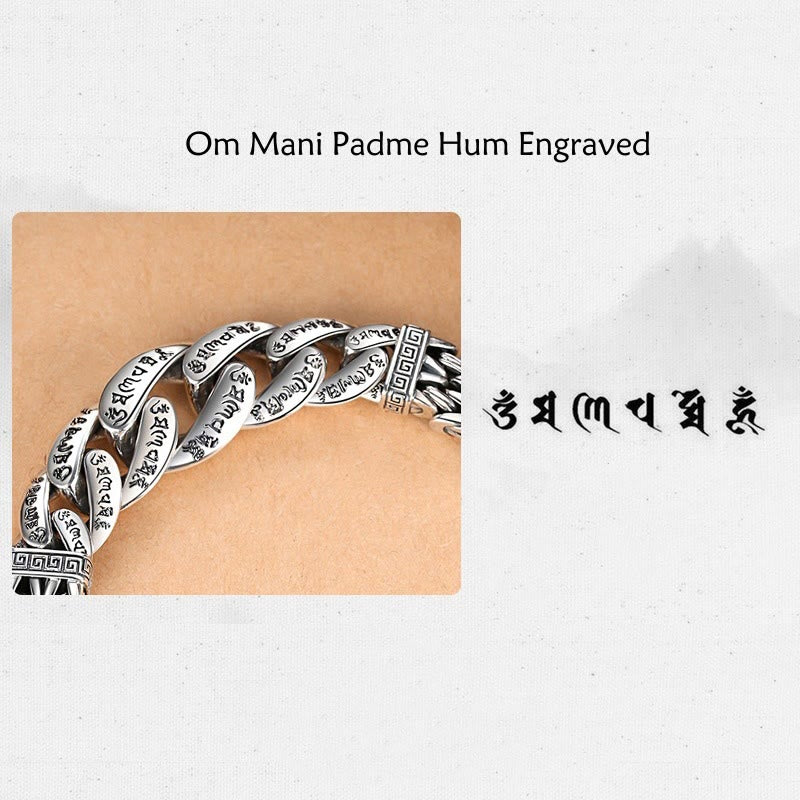 Buddha Stones Om Mani Padme Hum Armband mit Gravur „Peace Purity“.