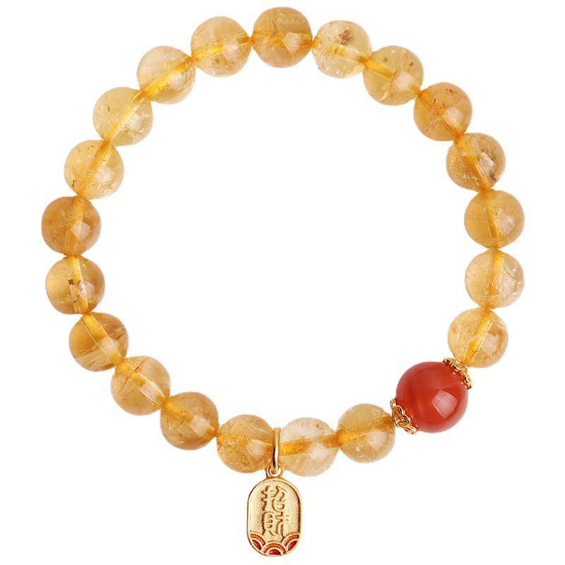 Glücksbringer-Armband mit Buddha Stonesn, Citrin und rotem Achat