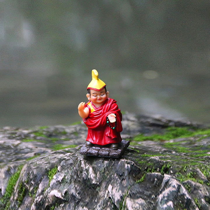 Buddha Stones, handbemalt, tibetische Lama-Figuren, geschnitzt, kreative Dekoration für Zuhause, Büro, Auto