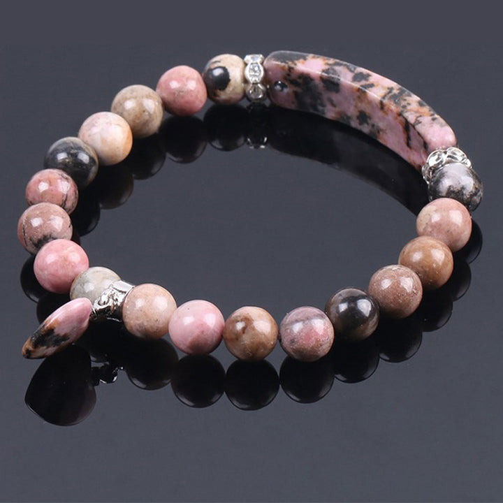 Buddha Stones Rhodonit Love Heart Healing Beads Armband