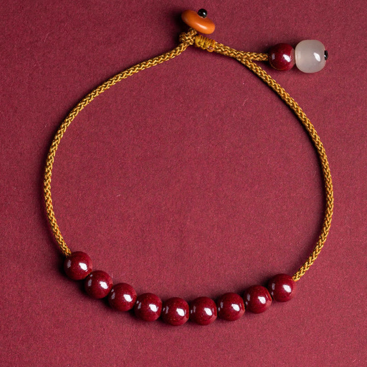 Buddha Stones Natürliches Zinnober-Perlen-Segen-Armband