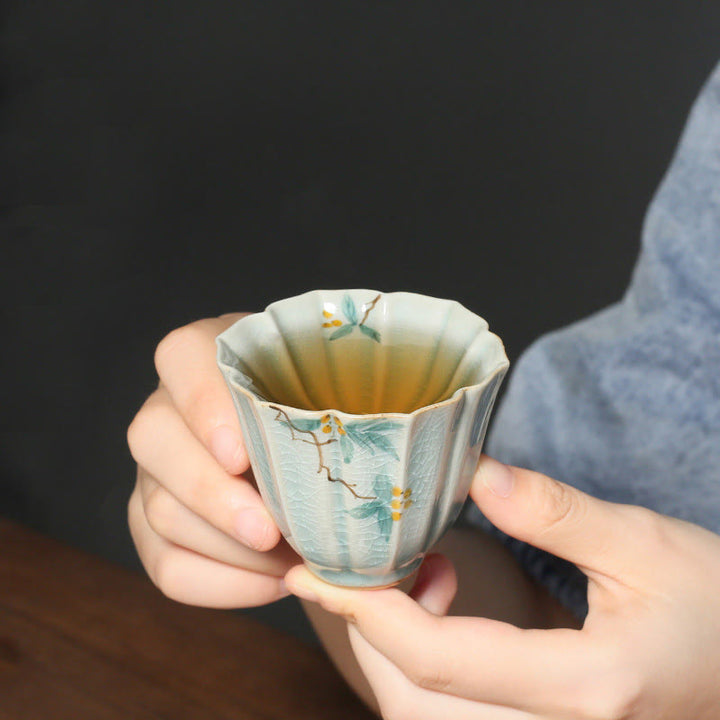 Buddha Stones Loquat Dogwood Hawthorn Morning Glory Keramik Teetasse Kung Fu Teetasse