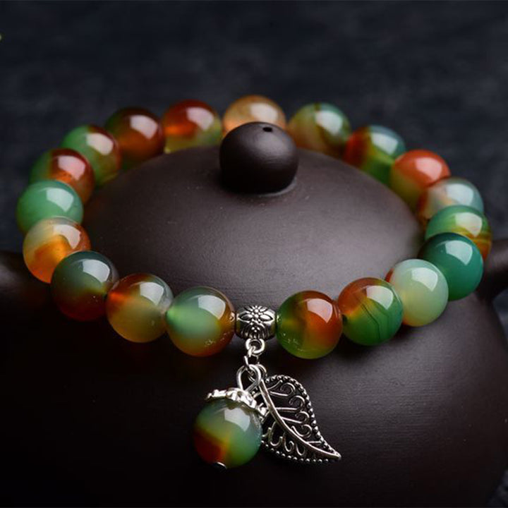 Buddha Stones Tibetisches natürliches Heilarmband aus grünem Achat