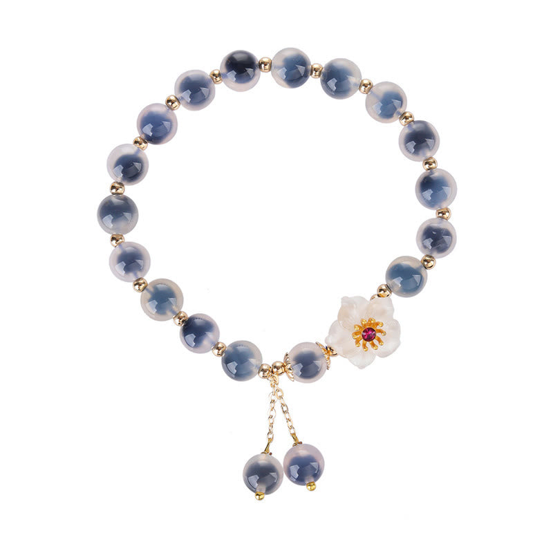 Buddha Stones natürliches blaues Bonbon-Achat-Kirschblüten-Armband mit heilender Stärke