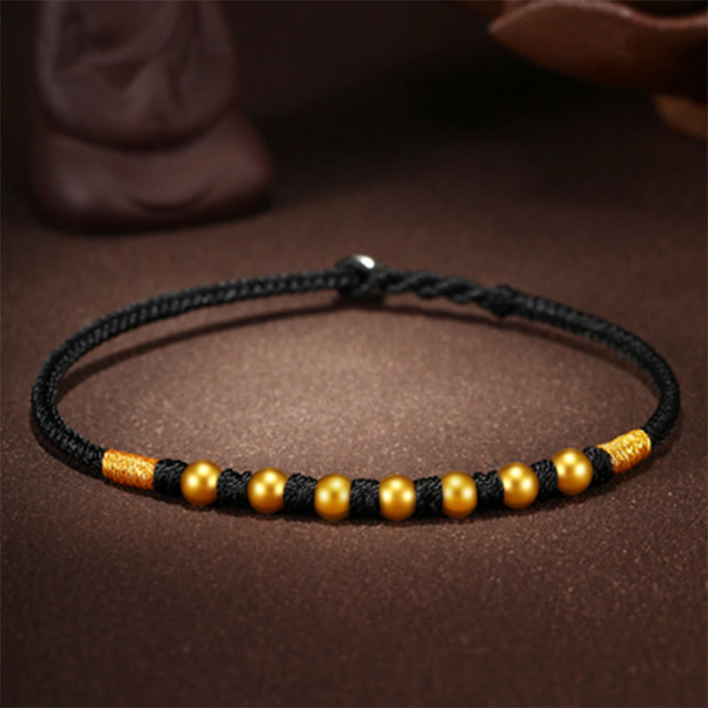 Buddha Stones 999 Goldperlen Glück King Kong Knoten handgefertigtes geflochtenes Schutzarmband