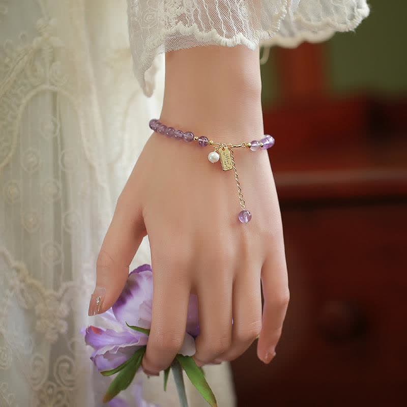 Natürliches Amethyst-Kristall lindert Stress-Armband