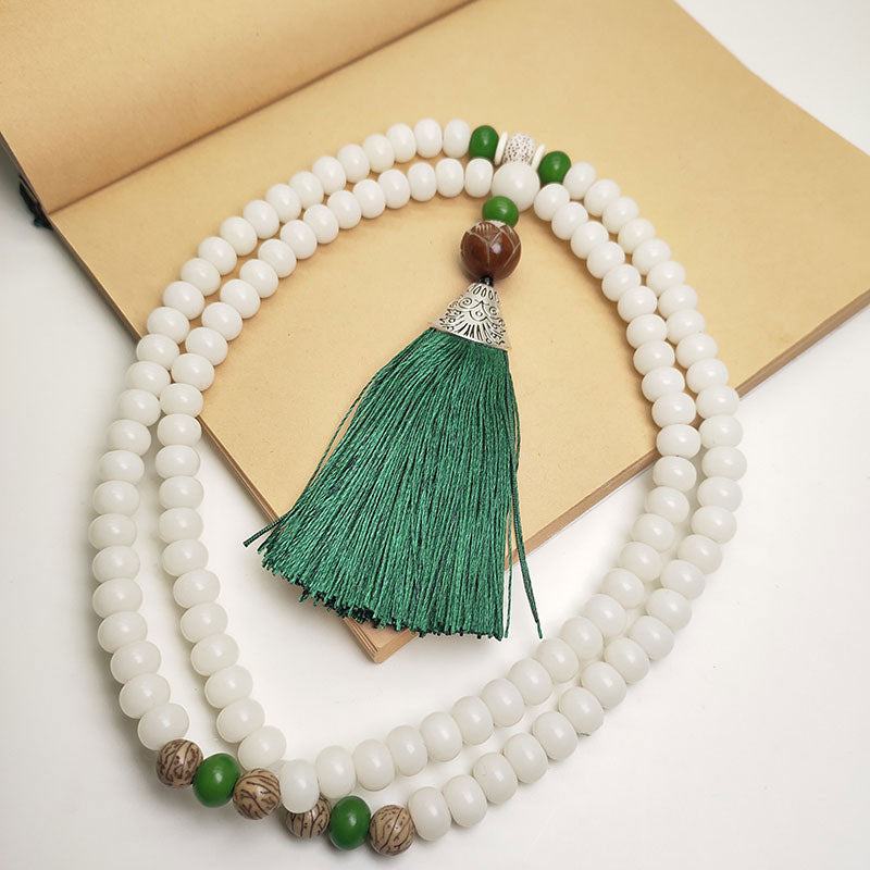 Weiß Bodhi Seed Mala 108 Perlen Schutzarmband