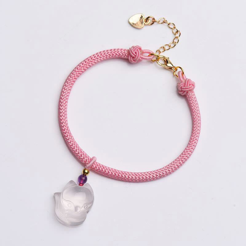 Lucky Pink Crystal Fox Love String-Armband