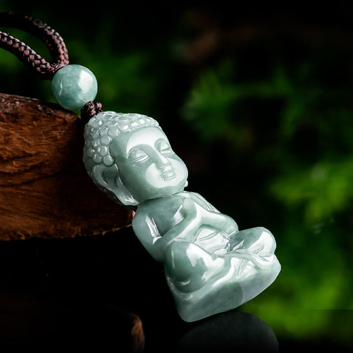 Buddha Stones, natürlicher Jade-Meditations-Buddha-Amulett, Gelassenheits-Halskettenanhänger