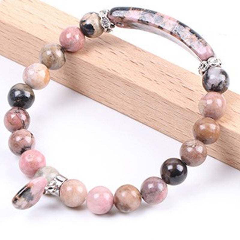 Buddha Stones Rhodonit Love Heart Healing Beads Armband