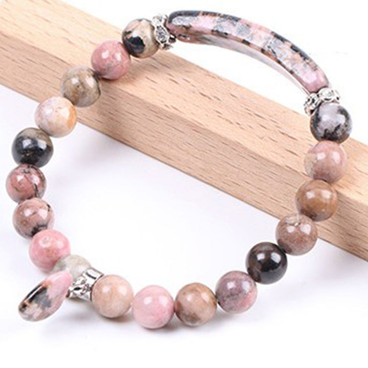 Buddha Stones Rhodonit Love Heart Healing Beads Armband