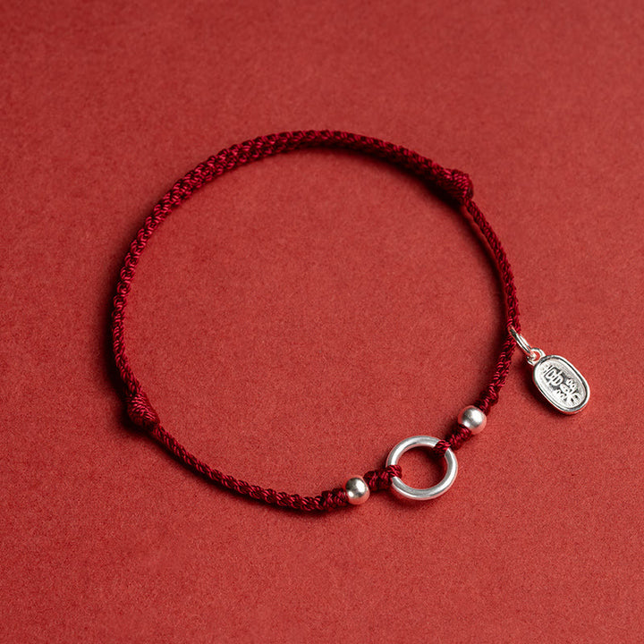 Armband mit Buddha Stonesn, 925er-Sterlingsilber, Glück, Glück, Frieden, Freude, Lotus, Frieden, Schnalle, rote Schnur