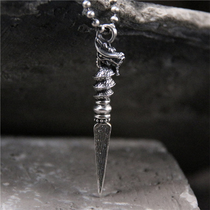 ❗❗❗Ein Blitzverkauf – Buddha Stones 925 Sterling Silber Jahr des Drachen Design Dorje Vajra Schutz Halskettenanhänger