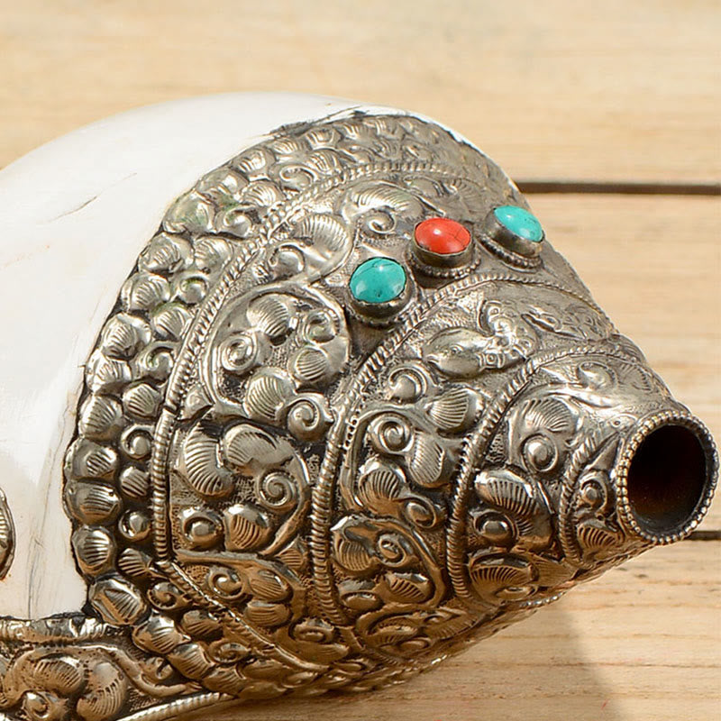 Tibetische natürliche Shankha-Muschelmuschel, Reichtum, Glück, Heimdekoration