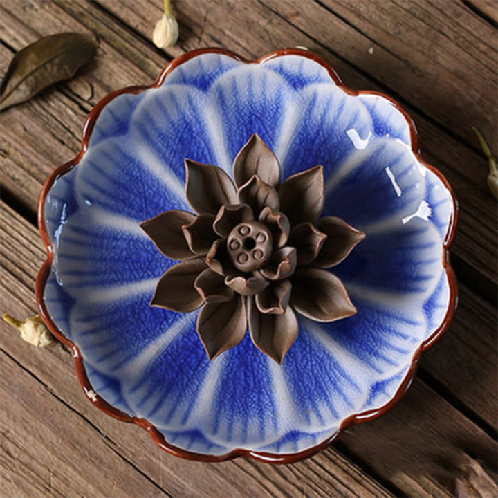 Buddha Stones, Lotus-Muster, heilende Keramik-Räuchergefäß-Dekoration