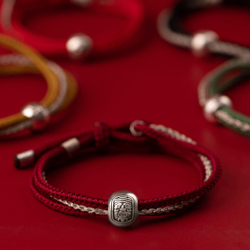 Buddha Stones 925 Sterling Silber Tibetisches Zakiram-Göttin des Reichtums-Glücksseil-Armband