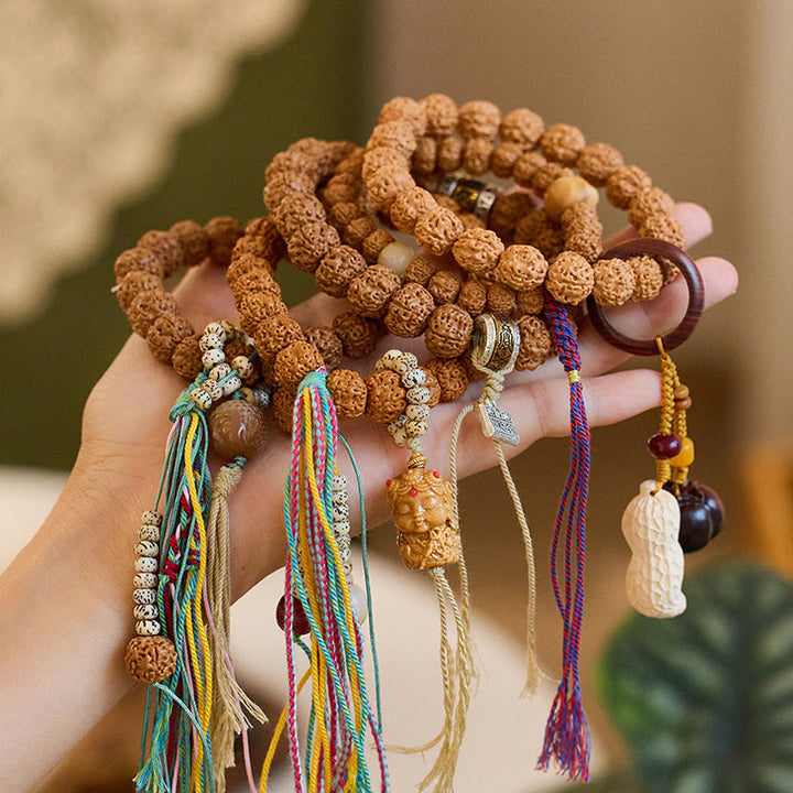 Buddha Stones Tibet Rudraksha Bodhi Samen Amulett Reichtum Glück Armband