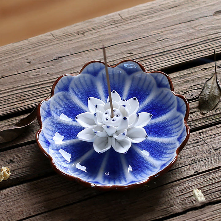 Buddha Stones, Lotus-Muster, heilende Keramik-Räuchergefäß-Dekoration