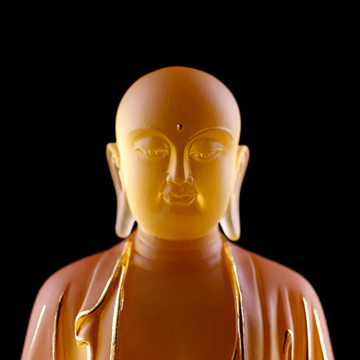 Buddha Stones, handgefertigte Ksitigarbha-Bodhisattva-Figur, Liuli-Kristallkunststück, Gelassenheitsstatue, Heimdekoration