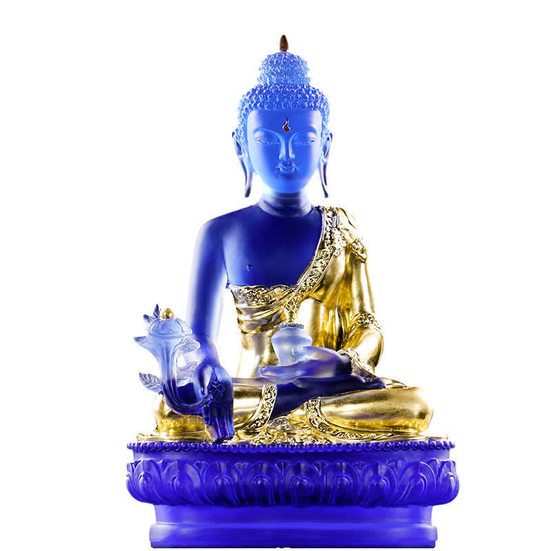 Medizin-Buddha, handgefertigt, Liuli-Kristall, Kunstwerk, Mitgefühl, Statue, Heimbüro, als Dekoration