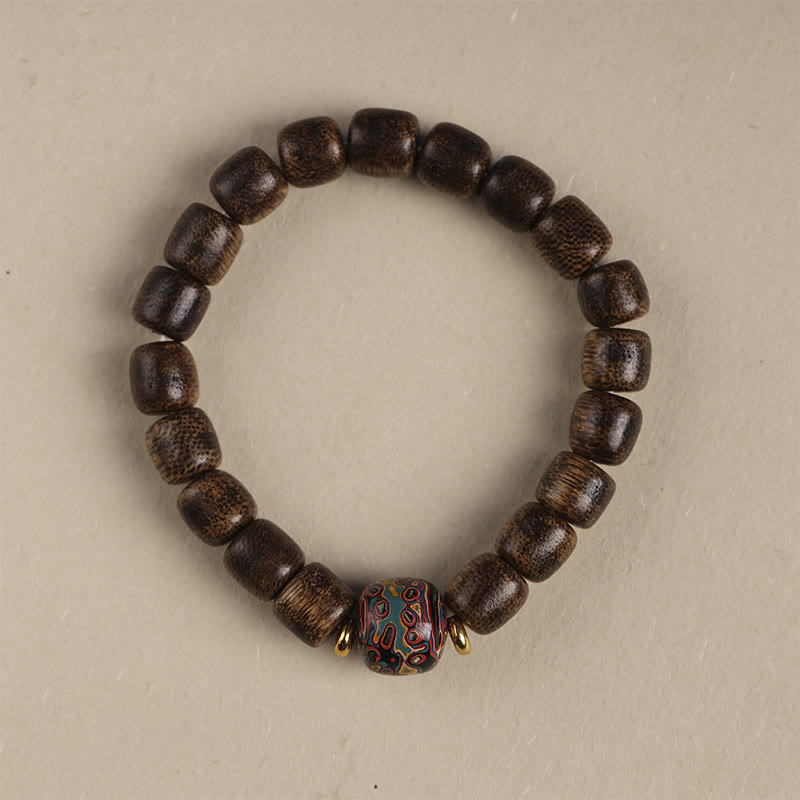 Armband mit Buddha Stonesn, Agarholz, Kupfermünze, verheißungsvolle Wolke, Ruhe