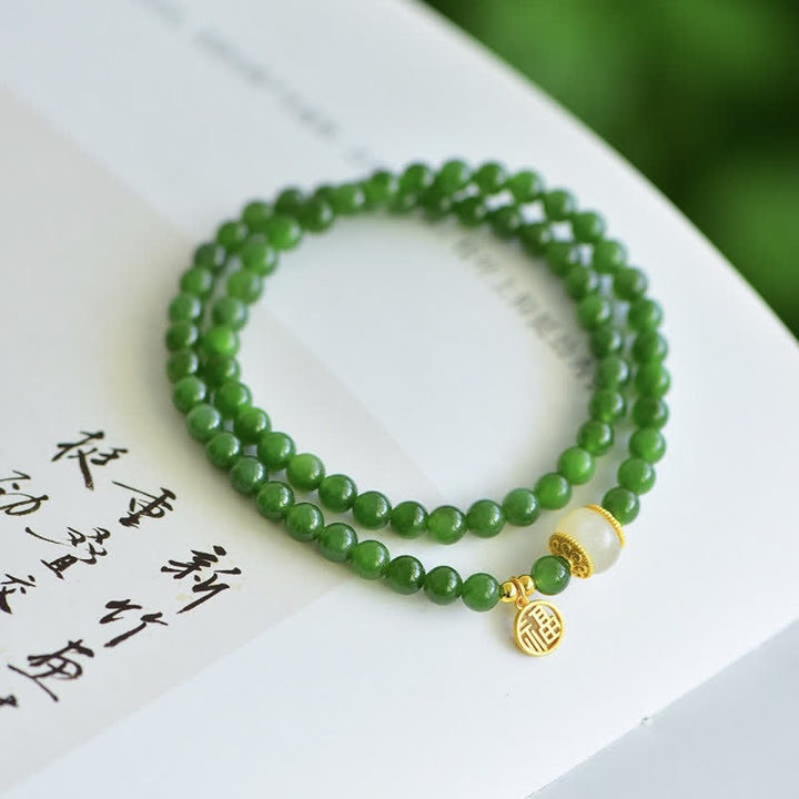 Hetian Cyan Jade Glückssegen-Armband