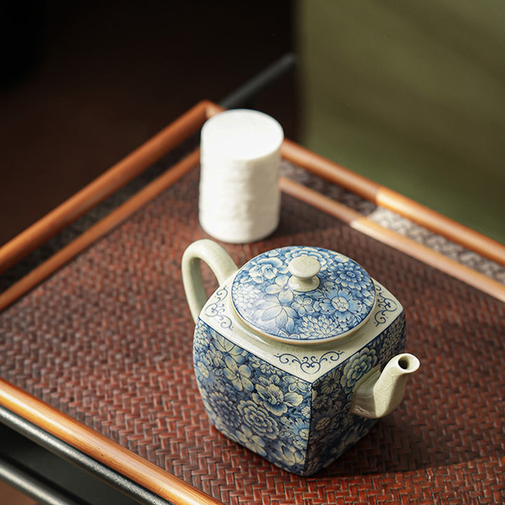 Buddha Stones, blaues und Weiß Porzellan, chinesischer Gongfu-Tee, Keramik, Kung-Fu-Teekanne, Tasse, Teefilterkanister