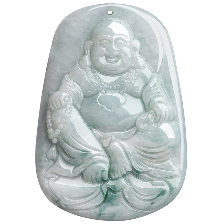 Buddha Stones, natürlicher Jade, lachender Buddha, Maitreya-Buddha, Glücksketten-Halsketten-Anhänger