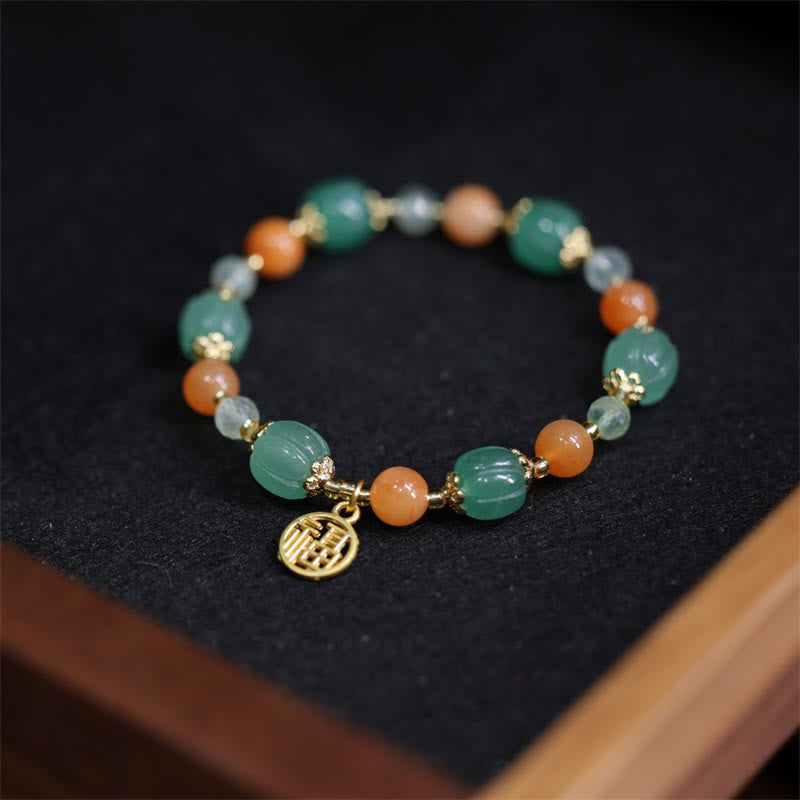 Buddha Stones natürliche goldene Seide Jade Kürbis Perle Fu Charakter Charme Reichtum Armband