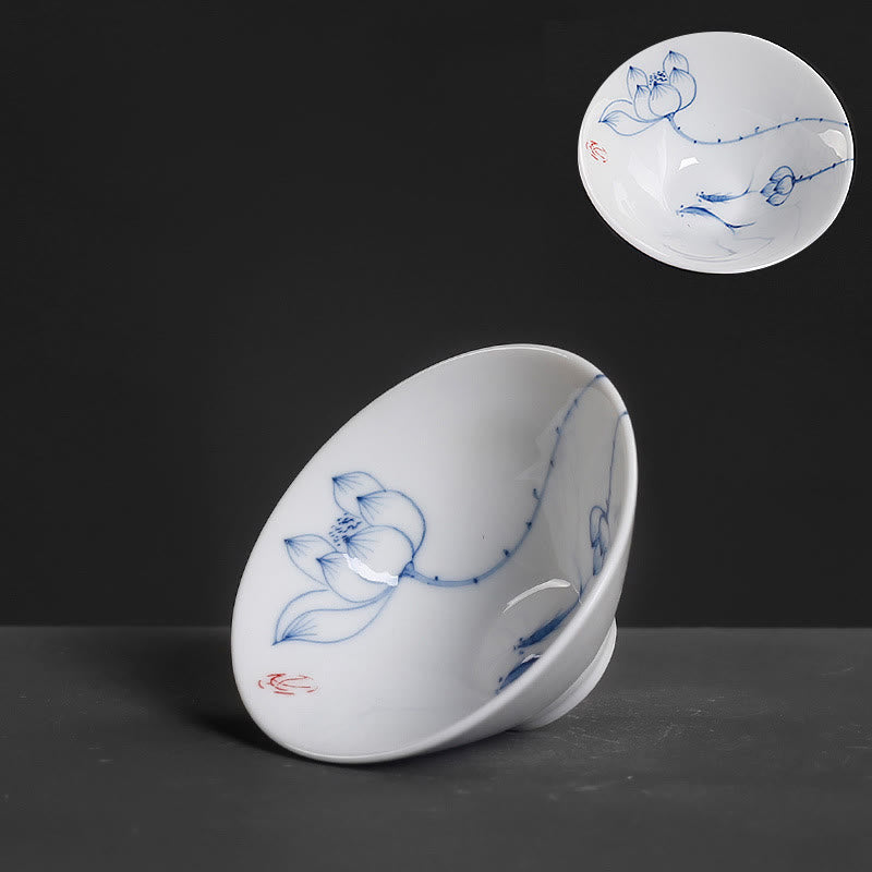Buddha Stones Vintage Pflaume Orchidee Bambus Chrysantheme Lotus Koi Fisch Keramik Teetasse Kung Fu Teetassen