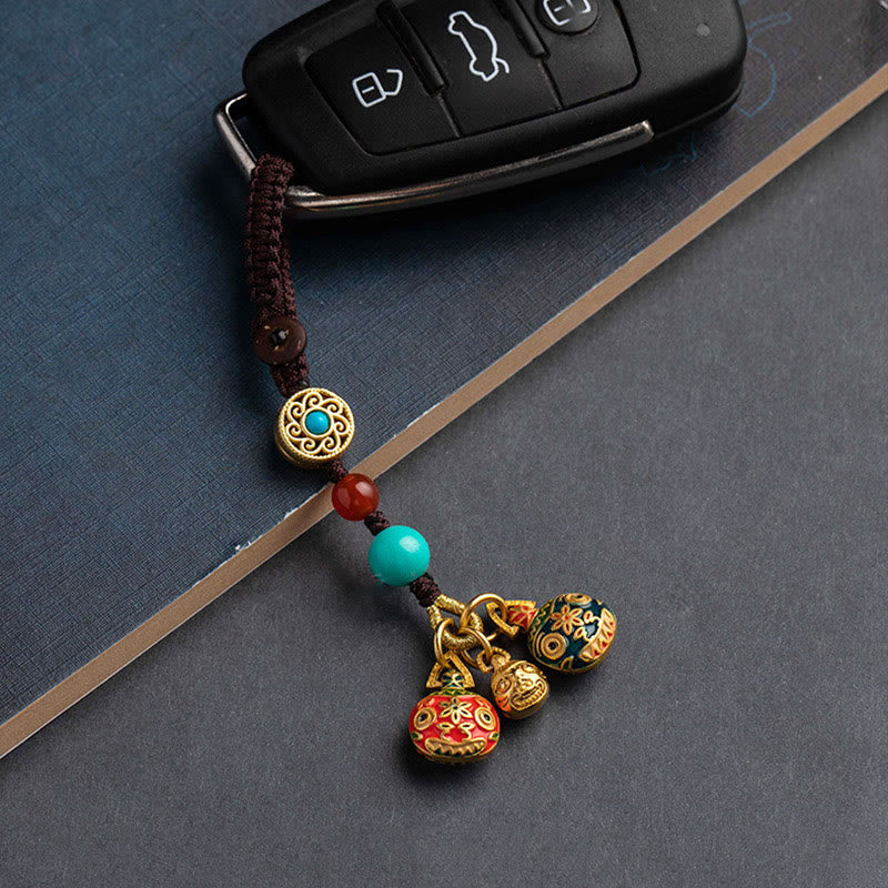 Buddha Stones, goldenes Schlucktier, Familie, Glück, Auto-Schlüsselanhänger, Handy-Hängedekoration