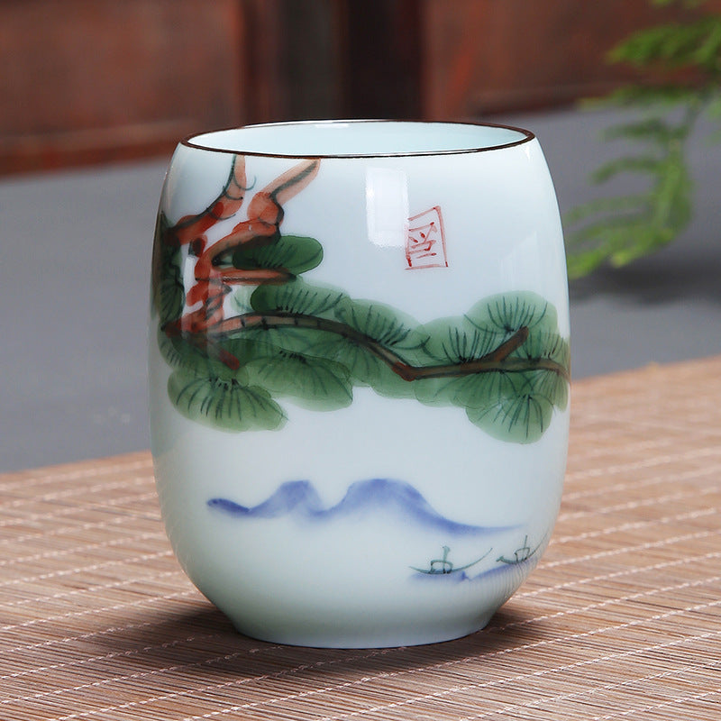 Buddha Stones, Koi-Fisch, Lotus-Landschaft, Löwenzahn, Pfingstrose, Blume, Keramik-Teetasse, Kung-Fu-Teetasse