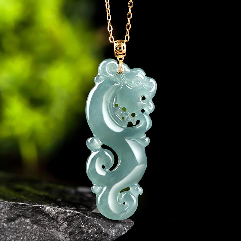 Buddha Stones 18K vergoldetes 925er Sterlingsilber Jahr des Drachen Jade Fülle Halskettenanhänger