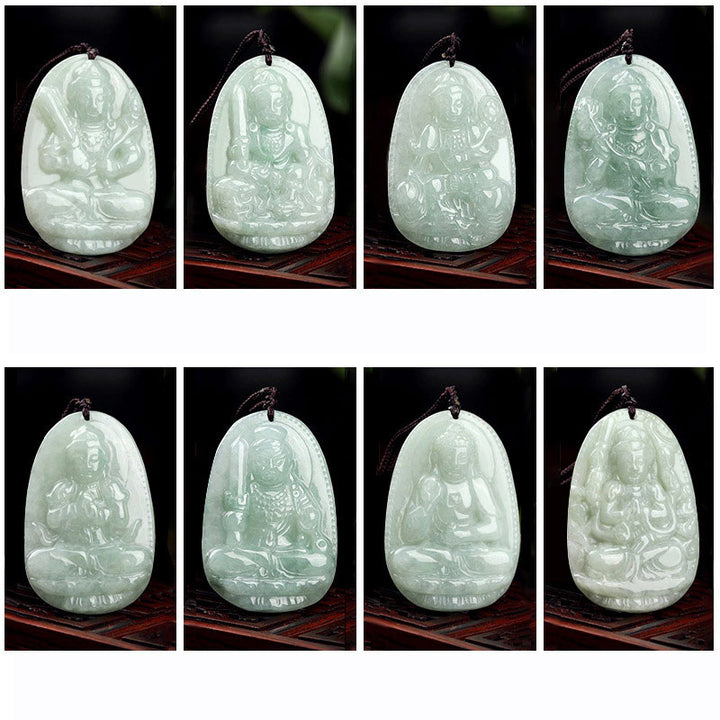 Buddha Stones Chinesisches Sternzeichen Natal Buddha Jade Reichtum Wohlstand Halskette Anhänger