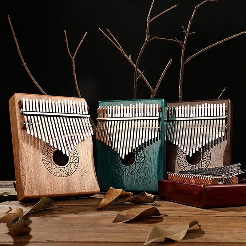 Buddha Stones Kalimba 17/21 Tasten Daumenklavier, Lotus-Design, tragbares Fingerklavier