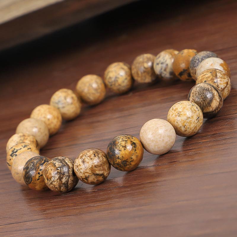 Buddha Stones, tibetisches Bild, Jaspis, positives Lotus-Armband-Set