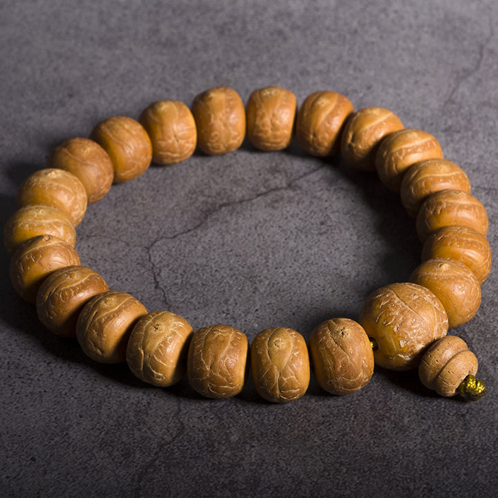 Buddha Stones, Bodhi-Samen, Glücksverheißung, Handgelenk-Mala, Quasten-Taschen-Mala