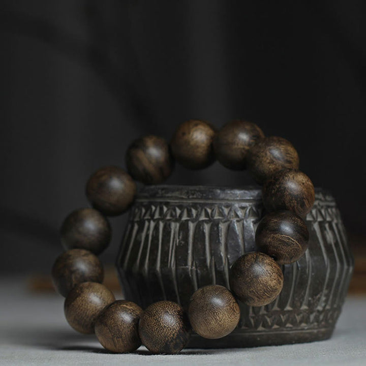 Buddha Stones Nine Points Sinking Water Vietnam Hoi An Agarwood Peace Strength Armband