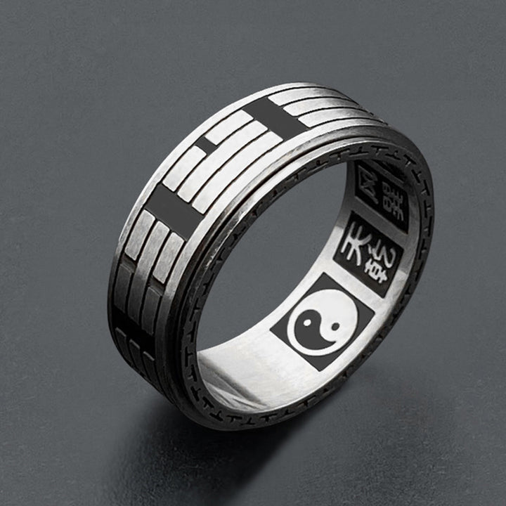 Buddha Stones Bagua Yin Yang Titanstahl Balance Drehbarer Ring